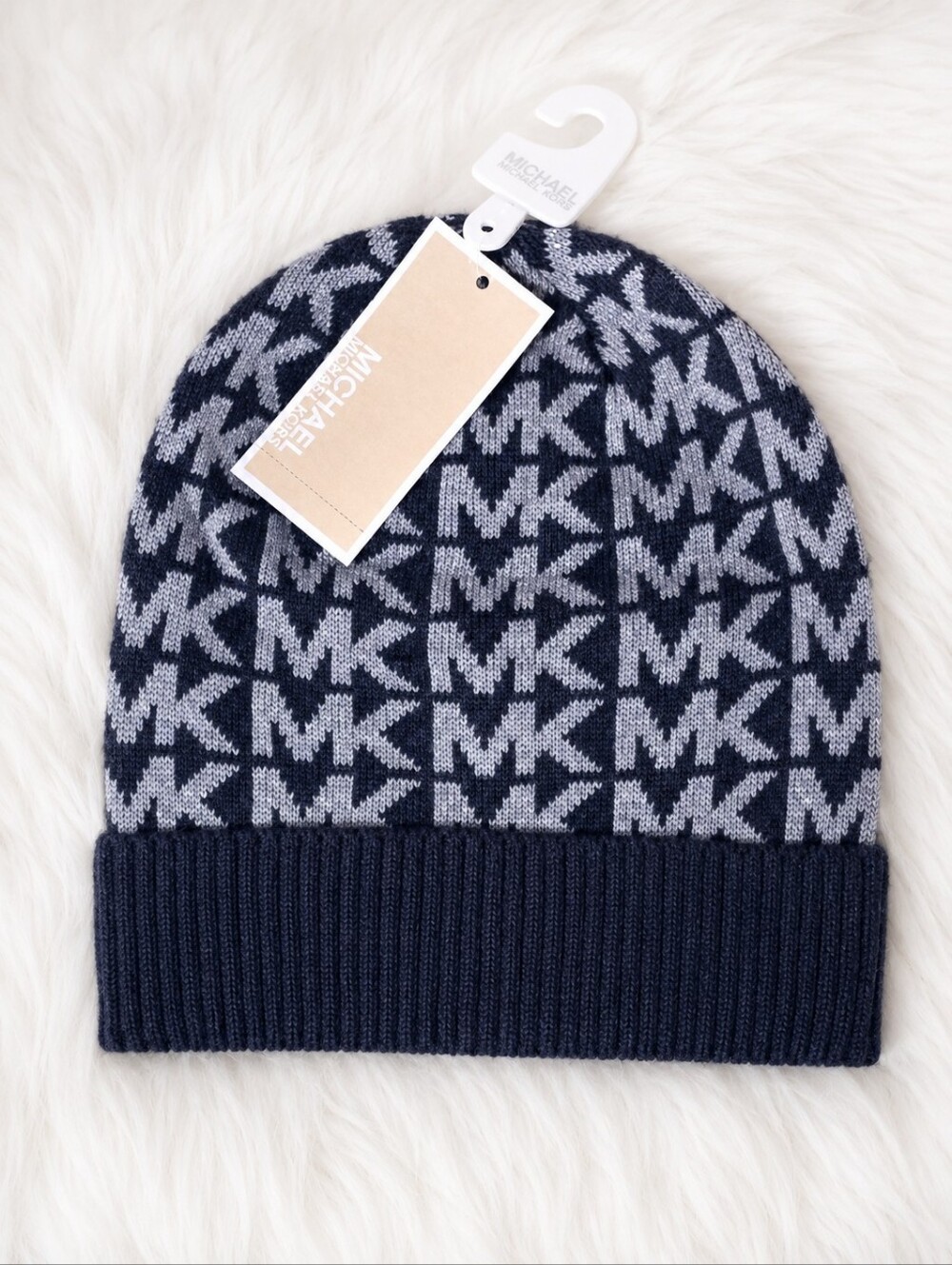 Michael Kors Gray and Silver Logo Beanie